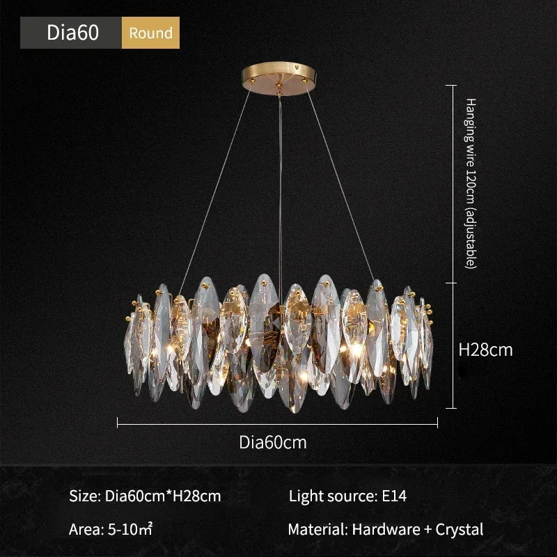 Afralia™ Luxury Crystal Ceiling Chandelier for Home Decor Indoor Lighting Fixtures