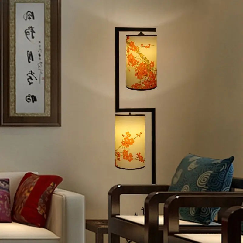 Afralia™ Ancient Plum Blossom Chinese Style Floor Lamp - Creative Printing Picture