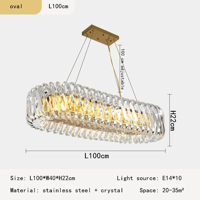 Afralia™ Oval Crystal Chandelier for Living Room Bedroom Study Lighting