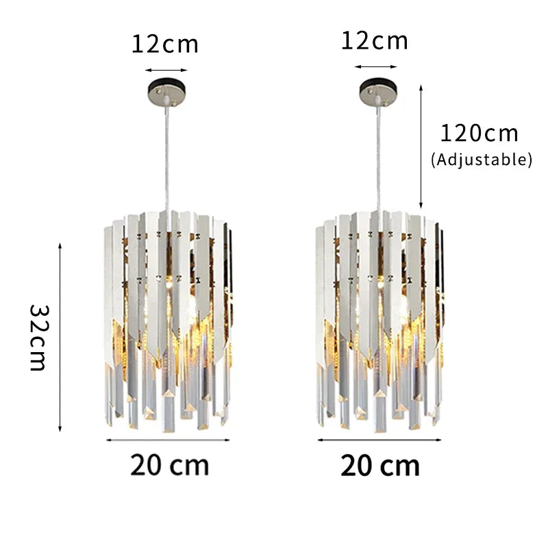 Afralia™ Gold K9 Crystal LED Chandelier for Living Room Kitchen Dining Bedroom
