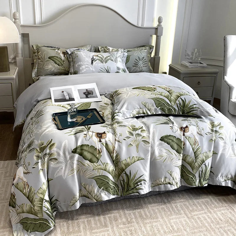 Afralia™ 3D Printed Faux Silk Bedding Set - Cooling, Skin-Friendly, Non-Fading Comfort
