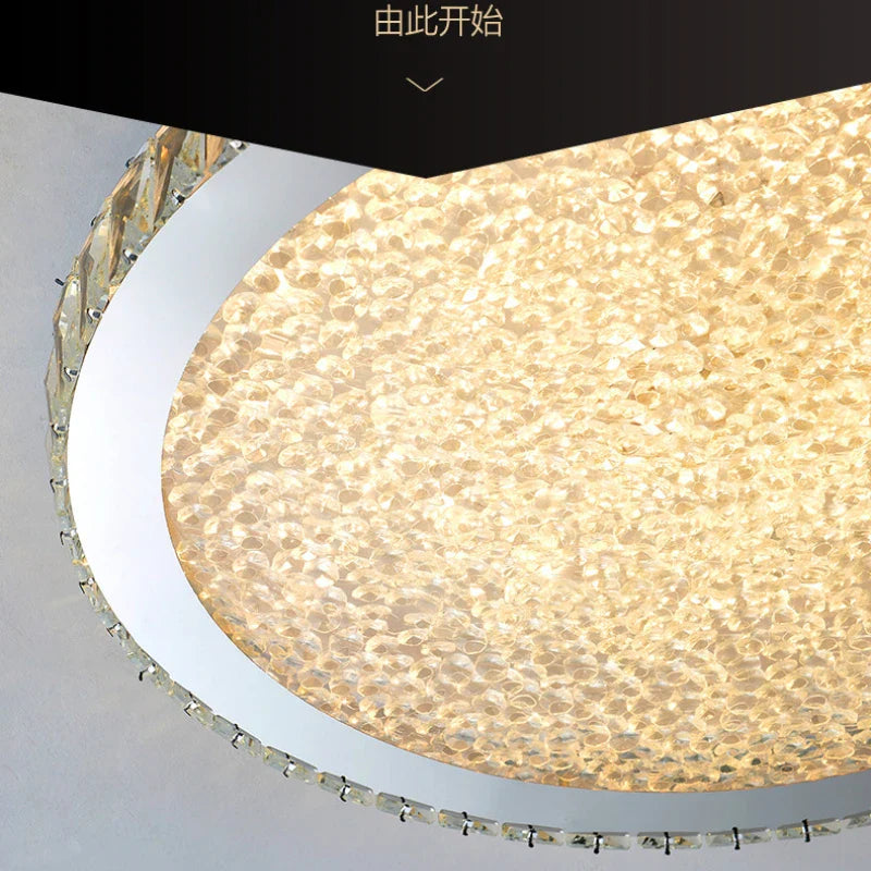 Afralia™ Crystal Round LED Ceiling Chandelier - Modern Stainless Steel Light