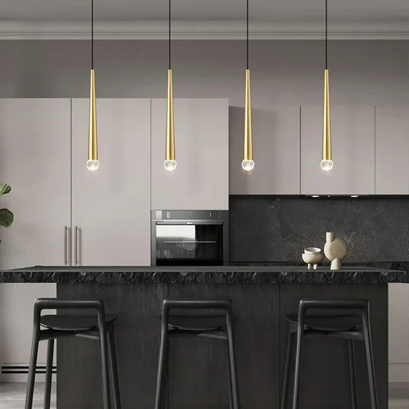 Afralia™ Crystal Pendant Lights: Modern LED Gold Hanging Lamp for Bedside, Bar, Restaurant