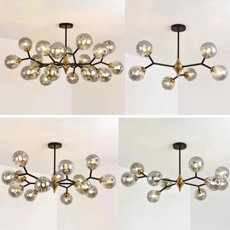 Afralia™ Nordic Glass Ball LED Chandelier Modern Ceiling Lamp Home Decor Fixture