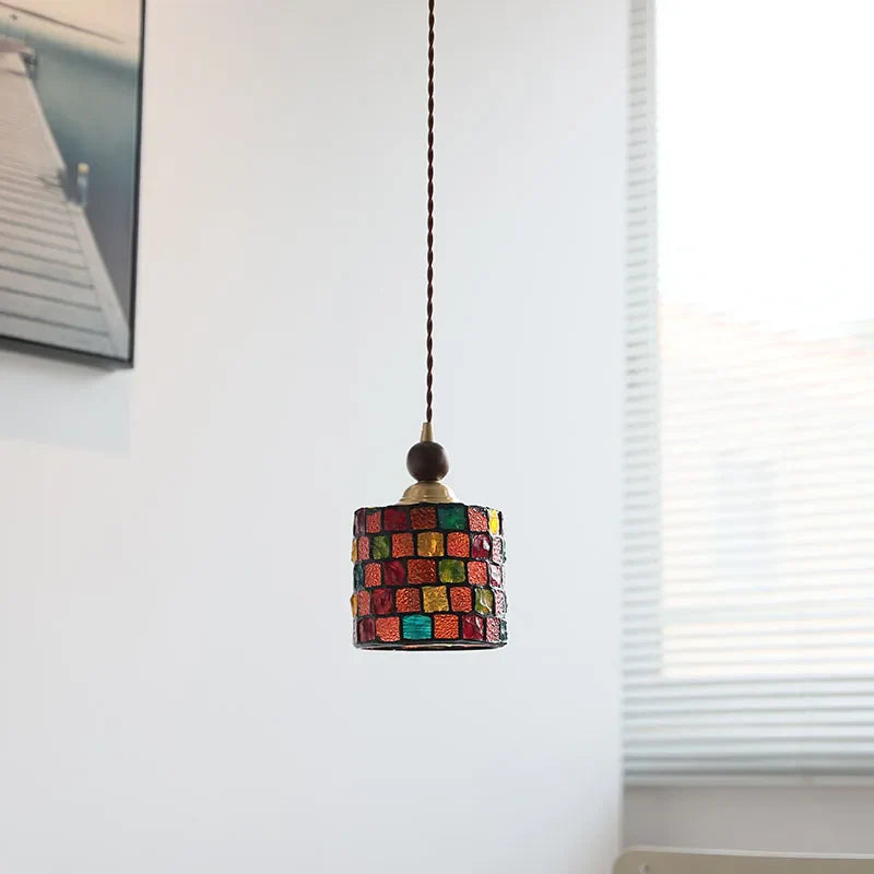 Afralia™ Glass LED Pendant Light Fixture, Modern Nordic Walnut Wood Hanging Lamp