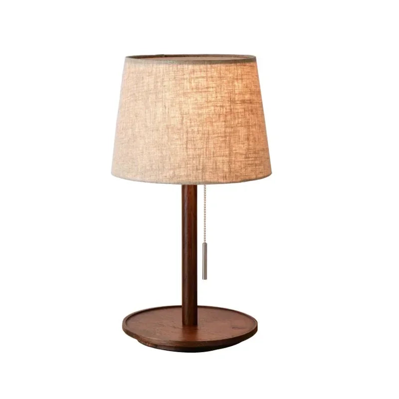 Afralia™ Nordic Wood Table Lamp - Walnut & Cloth Shade