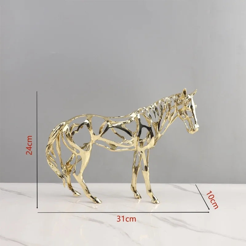 Afralia™ Golden Openwork Animal Sculpture Set for Home Decoration