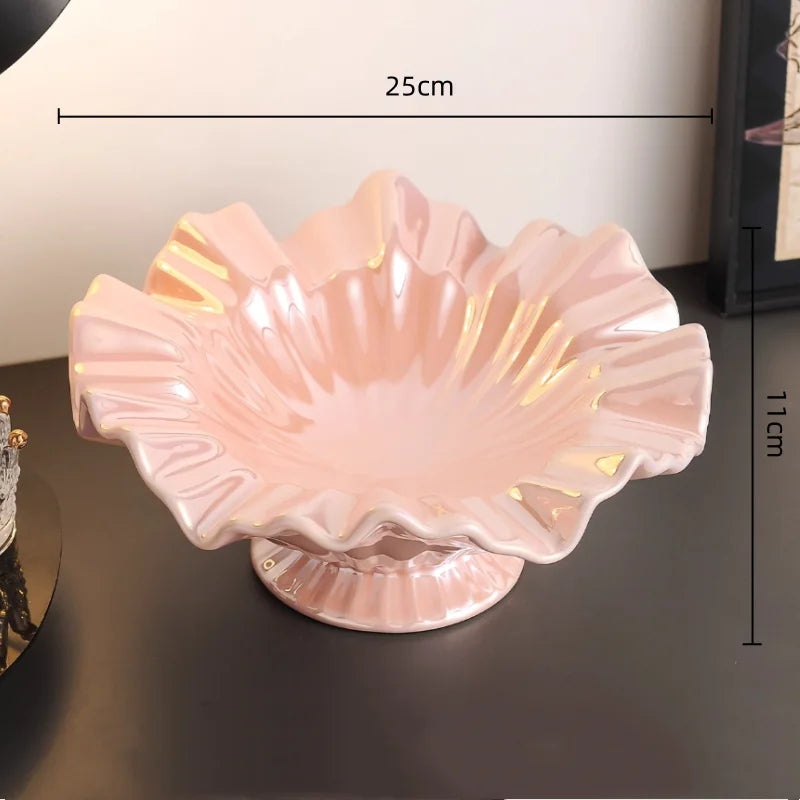 Afralia™ Wave Edge Ceramic Fruit Platter with High Legs: Stylish Home Decor and Snack Plate