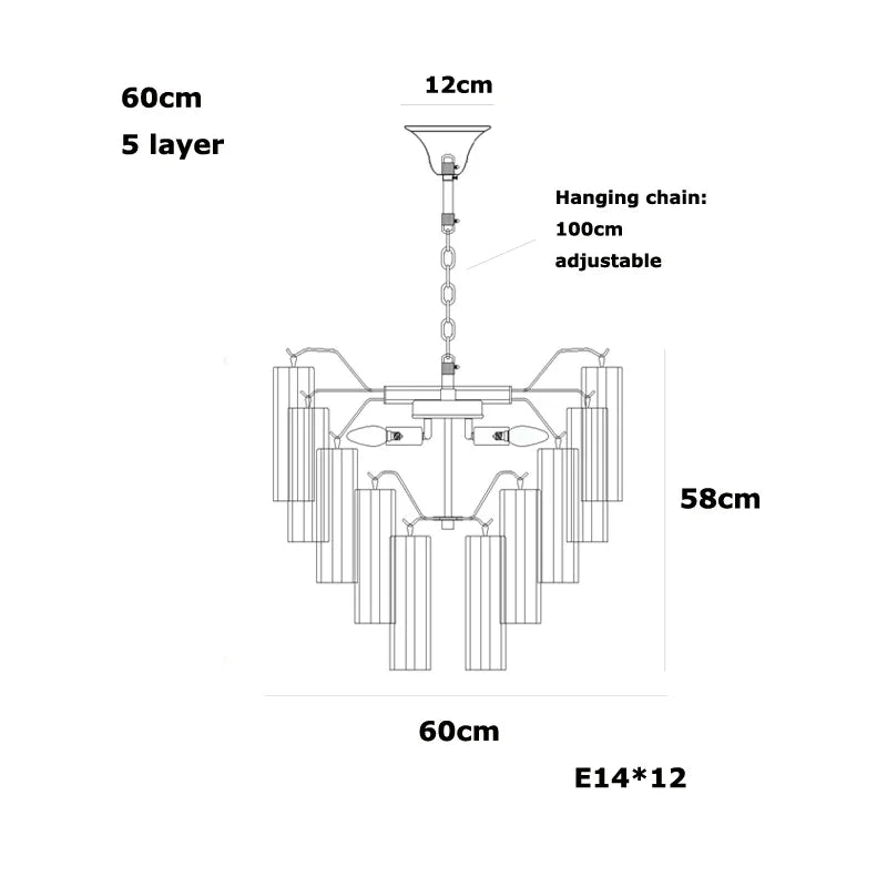 Afralia™ Glass Column Chandelier: Trendy French Design in Blue Pink Green for Dining Room.