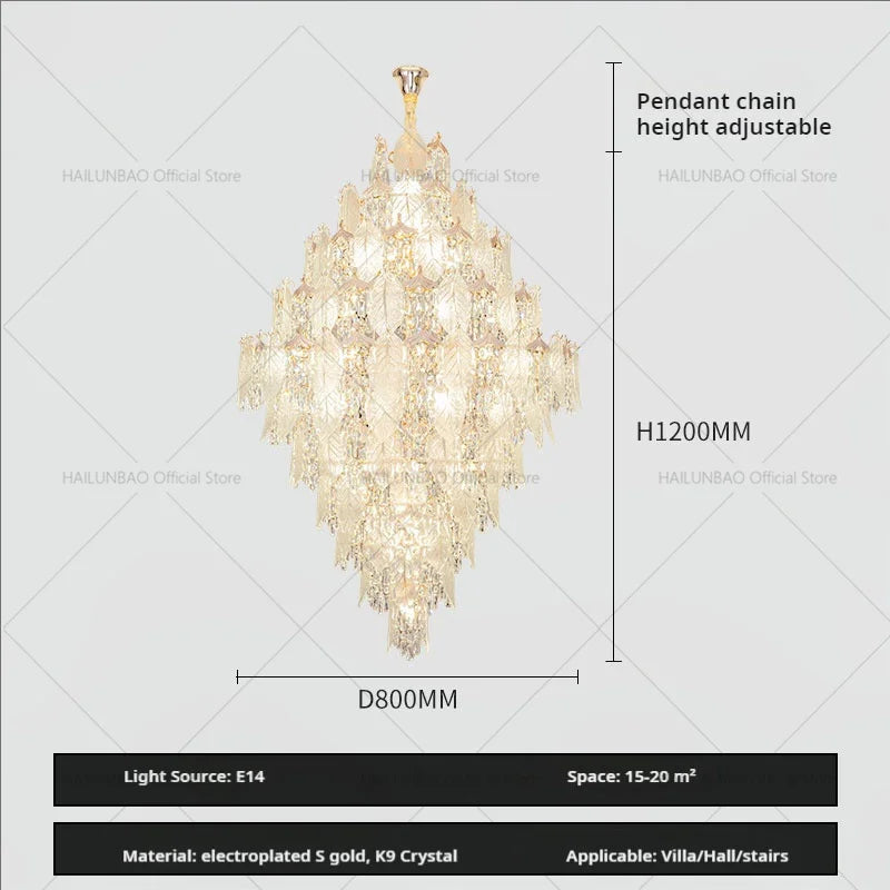 Afralia™ Modern Villa Rotating Crystal Chandelier