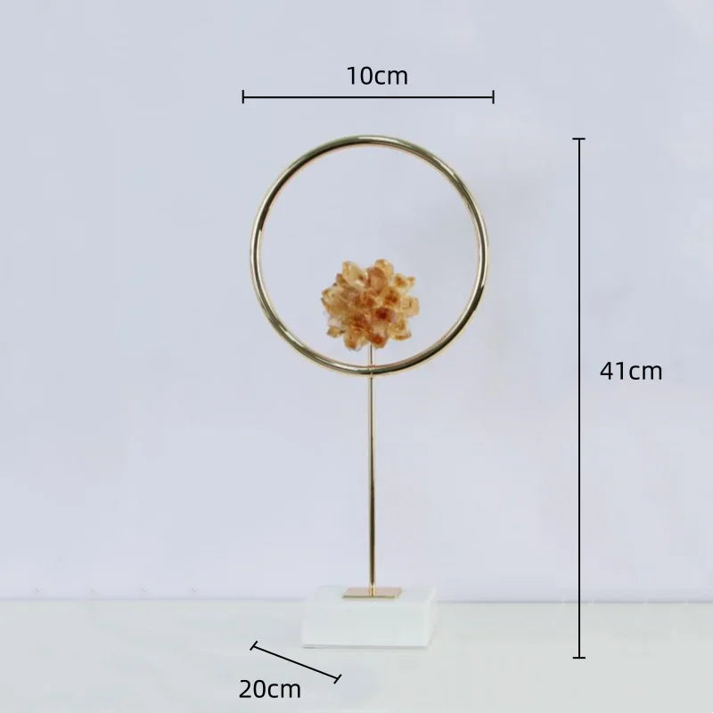 Afralia™ Metal Crystal Pendant Ring Sculpture Geometric Figurine Decoration