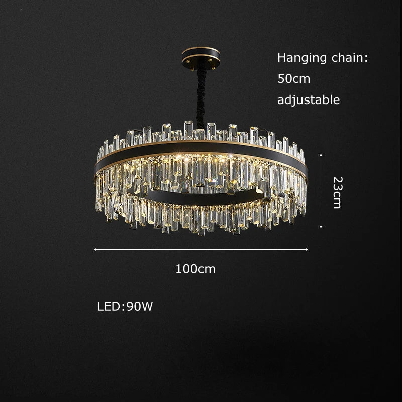 Afralia™ Crystal Chandelier Round Light Fixture for Luxury Living Room Décor