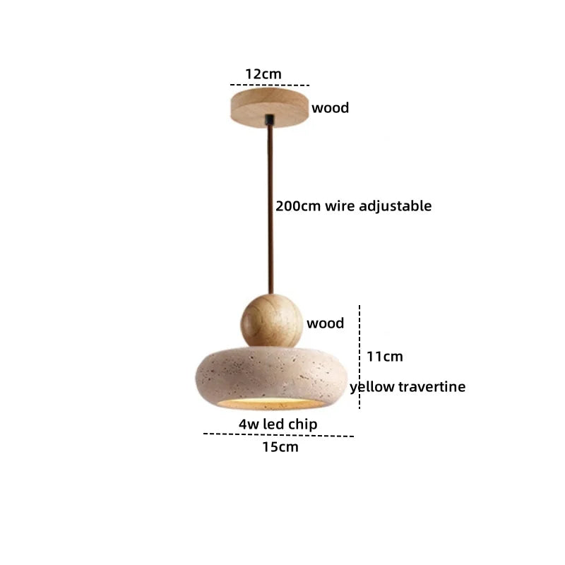 Afralia™ Travertine Stone LED Pendant Chandelier for Modern Living Spaces