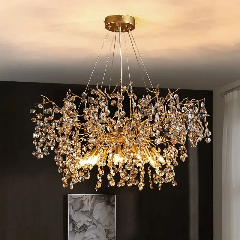 Afralia™ Crystal LED Chandelier 60/80/100 cm Golden Luxury Lamp for Dining & Living Room