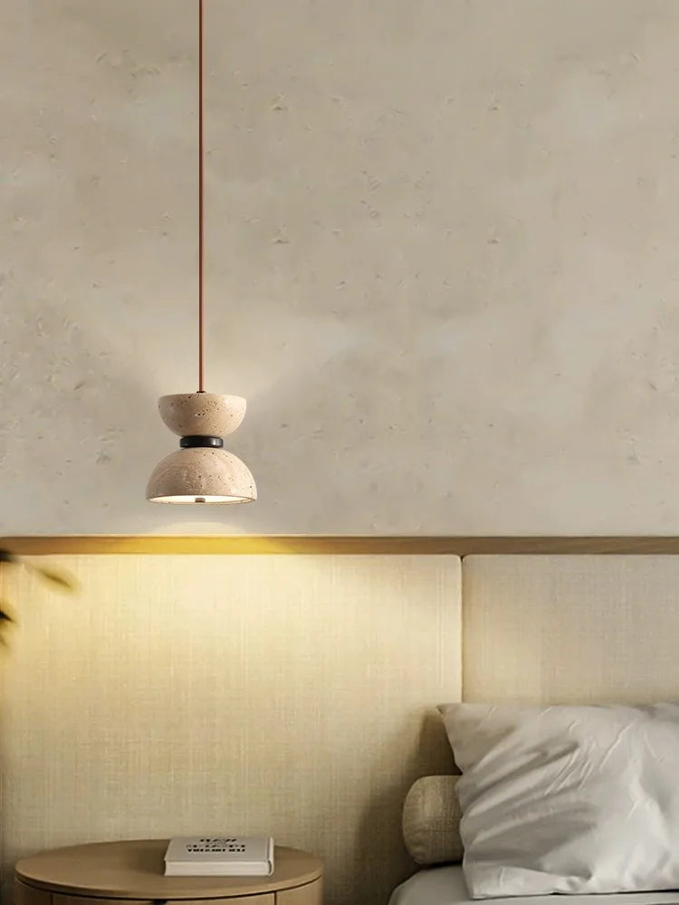 Afralia™ Stone Long Line LED Pendant Chandelier for Bedroom and Dining Room