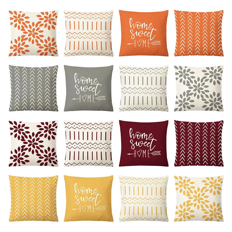 Afralia™ Geometric Yellow Linen Pillow Cover for Modern Décor 45x45cm