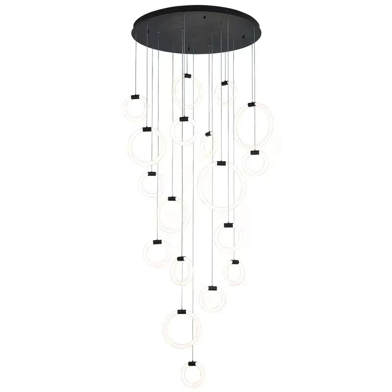 Afralia™ Nordic Circle Villa Chandelier | Modern Art Round Base Stair Kitchen Lighting