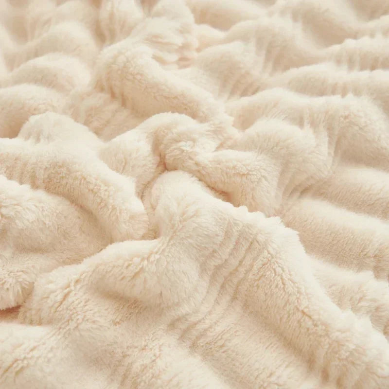 Afralia™ Fluffy Rabbit Plush Warm Blanket for Bed, Soft & Cozy Autumn Winter Comfort