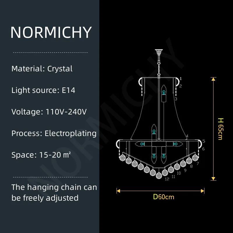 Afralia™ European Luxury Crystal Chandelier for High Ceilings