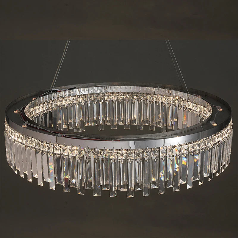 Afralia™ Silver Crystal LED Chandelier for Bedroom Living Room Kitchen Lighting