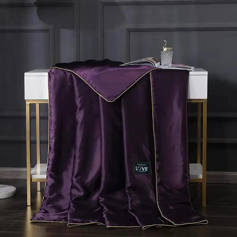 Afralia™ Rayon Quilted Queen Comforter: Luxurious High-End Spring Summer Satin Blanket