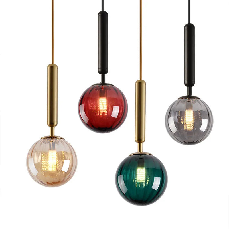 Glass Ball Pendant Light by Afralia™: Modern Kitchen Dining Room Hanging Lampshade for Stylish Lighting Décor