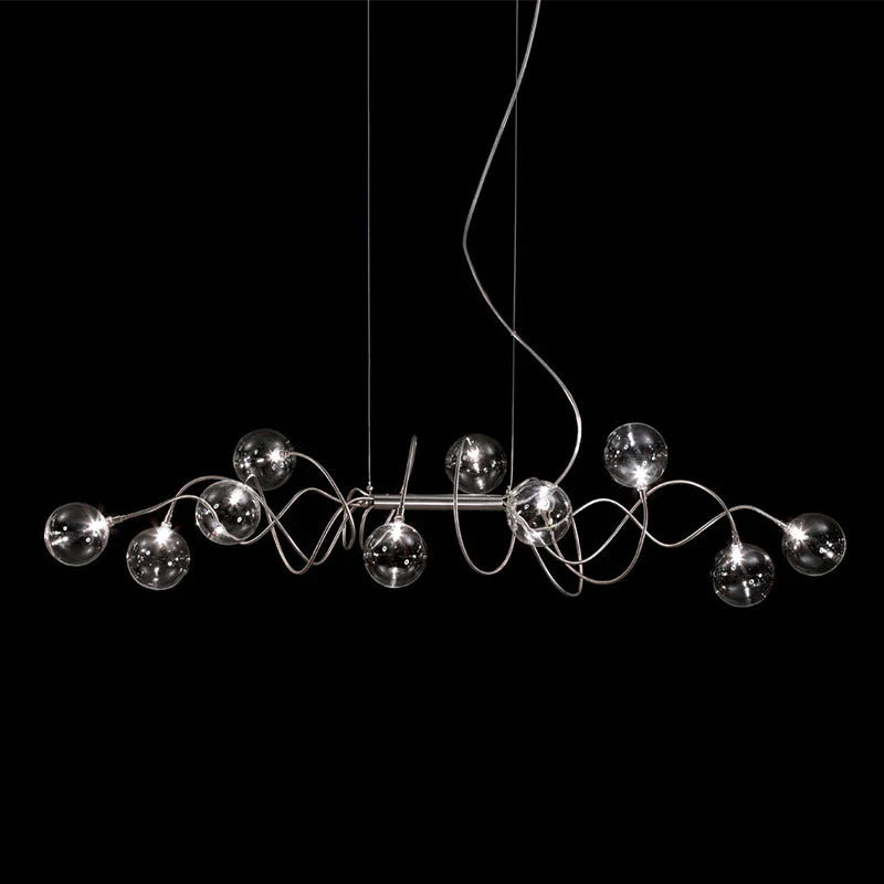 Afralia™ Smoky Gray Glass Chandelier with Chrome Plate - Modern Dining Room Pendant Lighting