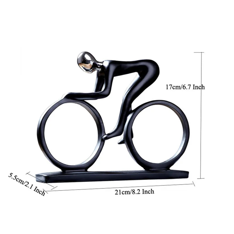 Afralia™ Abstract Resin Cyclist Statue Bike Rider Figurine for Office Living Room