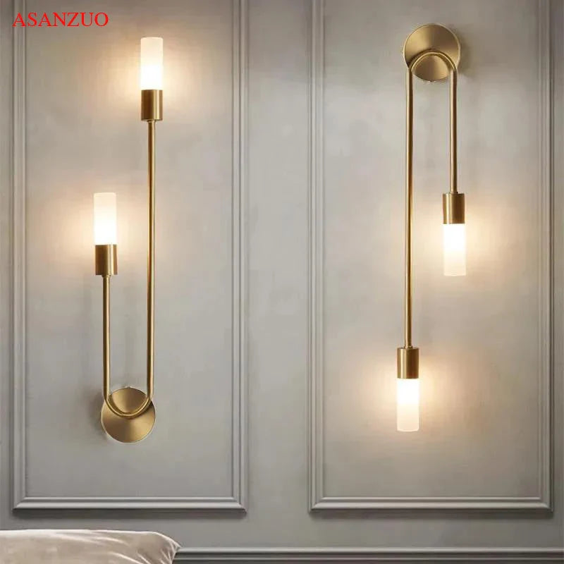 Afralia™ LED Gold Candlestick Wall Light for Indoor Decor and Ambiance