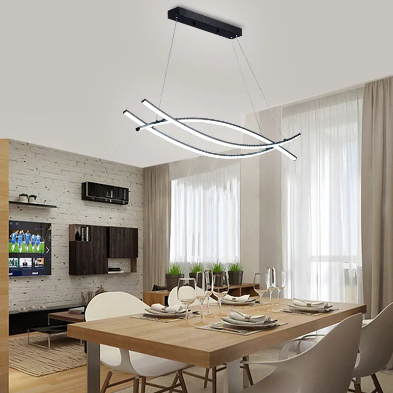 Afralia™ Aluminum Suspension LED Chandelier for Kitchen Dining Table Island