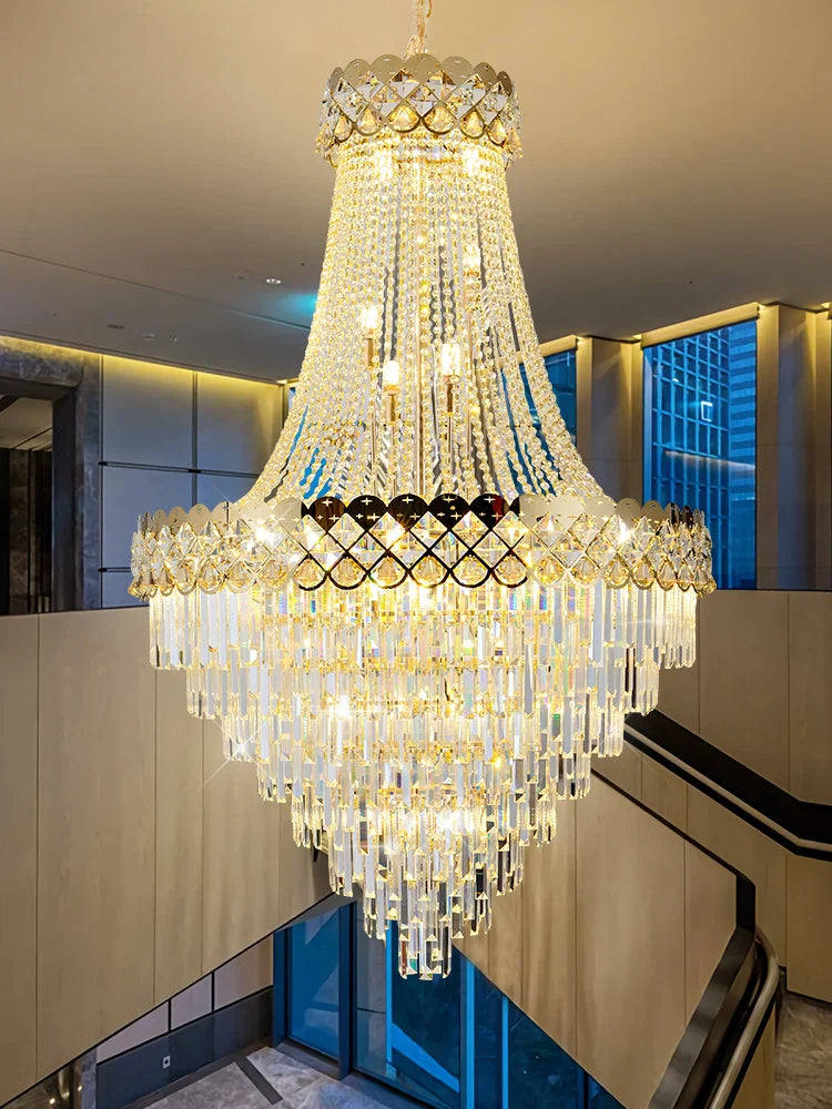 Afralia™ Crystal Chandelier: Luxury Villa Living Room Hotel Lobby Ceiling Light Fixtures