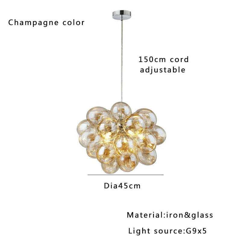 Afralia™ Smoky Gray Grape Glass Chandelier - Modern Dining Room Decor