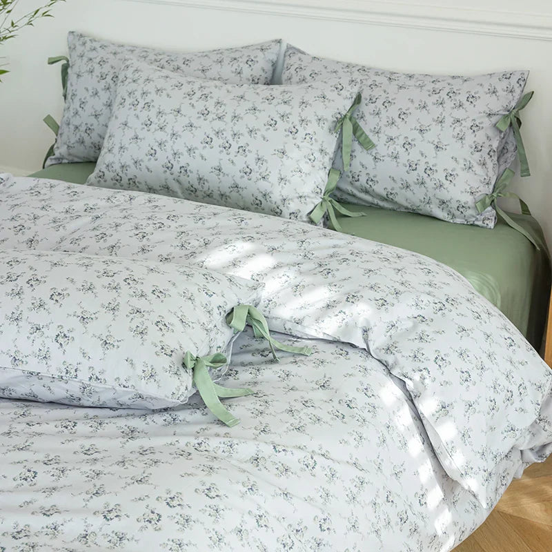 Afralia™ Floral Cotton Bedding Set - Single to King Sizes - Duvet Cover, Sheet, Pillowcases