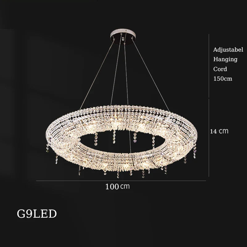 Afralia™ Crystal Pendant Chandelier: Modern Dimmable Lighting for Living Room, Bedroom, Foyer