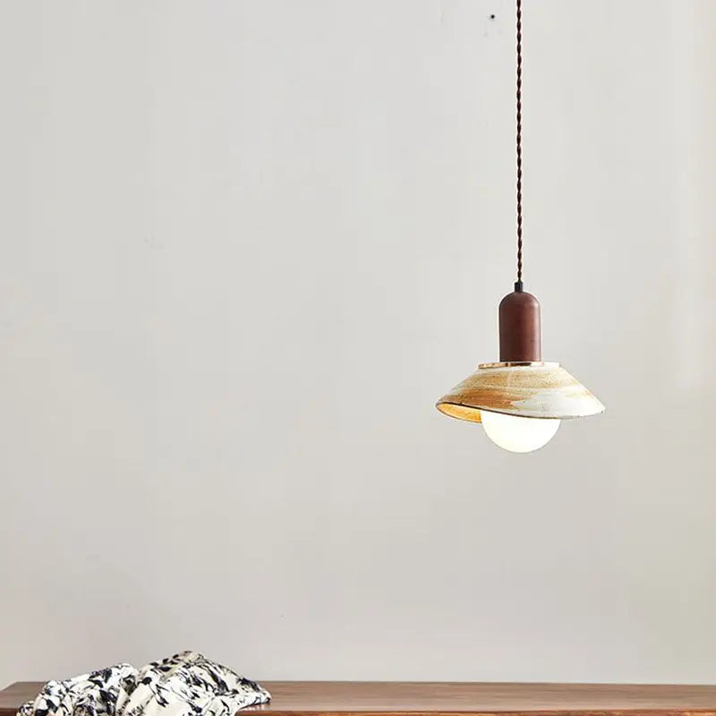 Afralia™ Ceramic Pendant Lamp Wabi-Sabi LED Hanging Light Vintage Bedroom Living Room