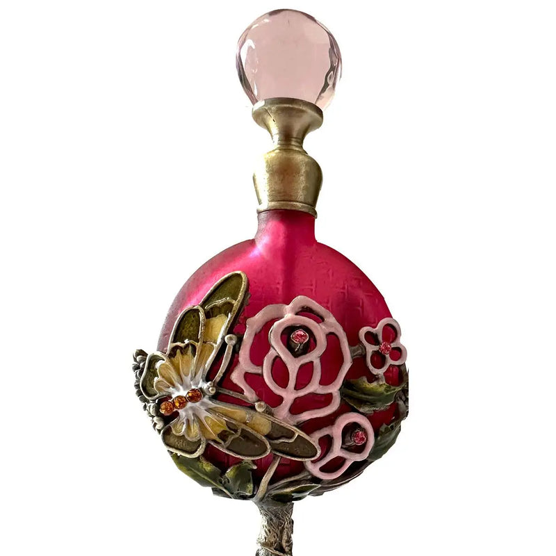 Afralia™ Glass Metal Perfume Bottle with Enamel Butterfly, Essential Oil Holder & Wedding Decor