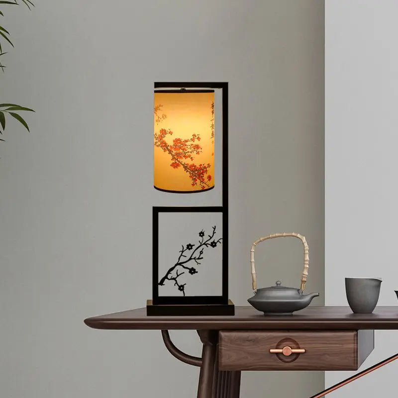 Afralia™ Ancient Plum Blossom Chinese Style Floor Lamp - Creative Printing Picture