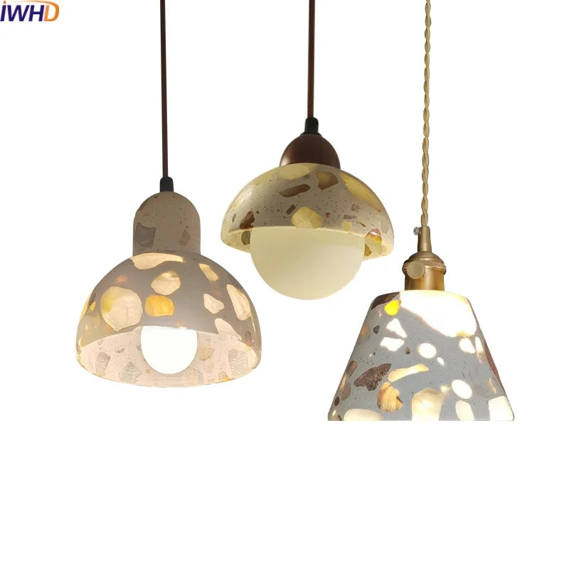 Afralia™ Terrazzo Wood LED Pendant Light for Stylish Home Decor