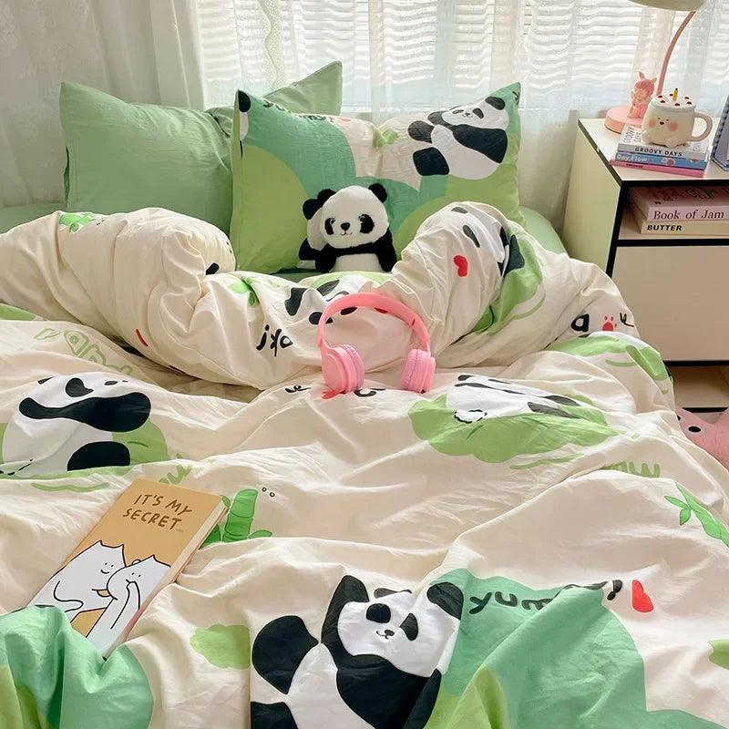 Afralia™ Cozy Cartoon Printed Cotton Comforter Set for Adults