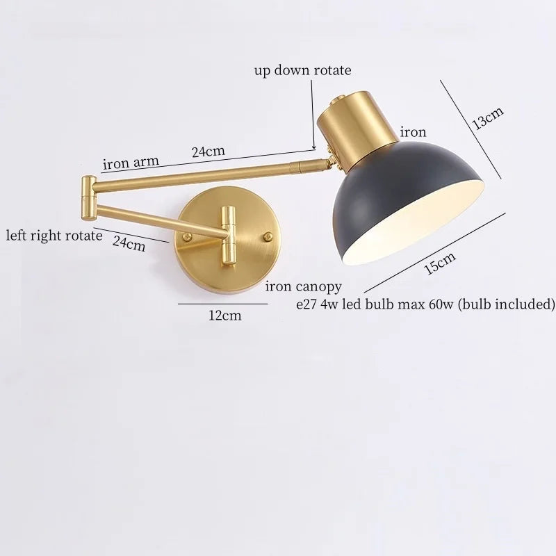 Afralia™ Swing Arm LED Wall Light for Bedroom Kitchen Living Room Mirror Bedside Lamp