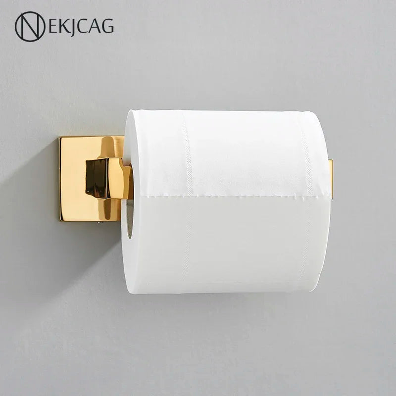 Afralia™ Gold Square Paper Holder Bathroom Accessory