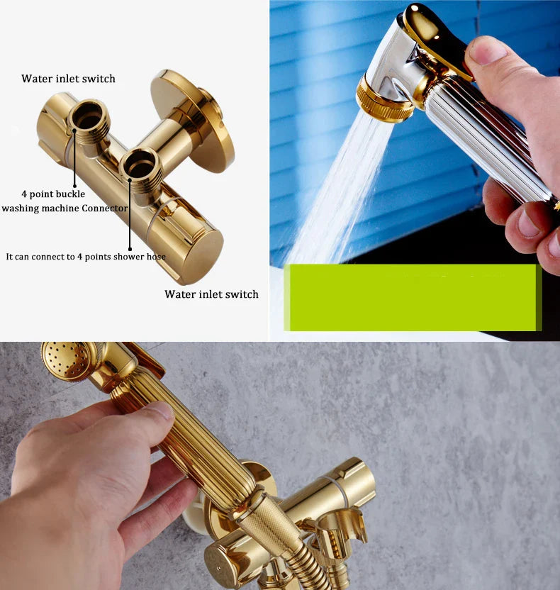 Afralia™ Bidet Faucet Wall Brass Handheld Hygienic Shower Head Sprayer Tap