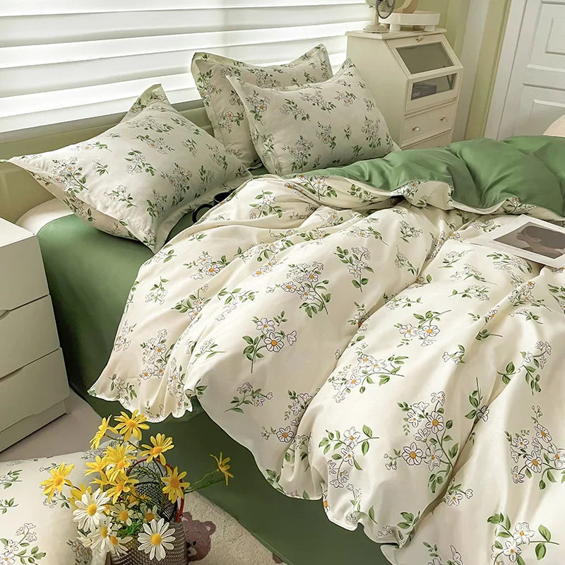 Afralia™ Cartoon Printed Bedding Set: Soft Cozy Duvet Cover, Bedsheet, Pillowcase, Single Double Bedclothes