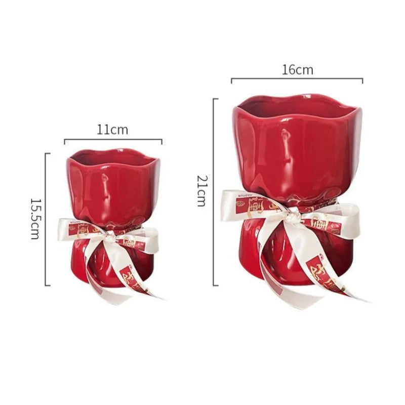 Afralia™ Bouquet Shape Ceramic Vase Pot Home Decoration Floral Arrangement Accessories