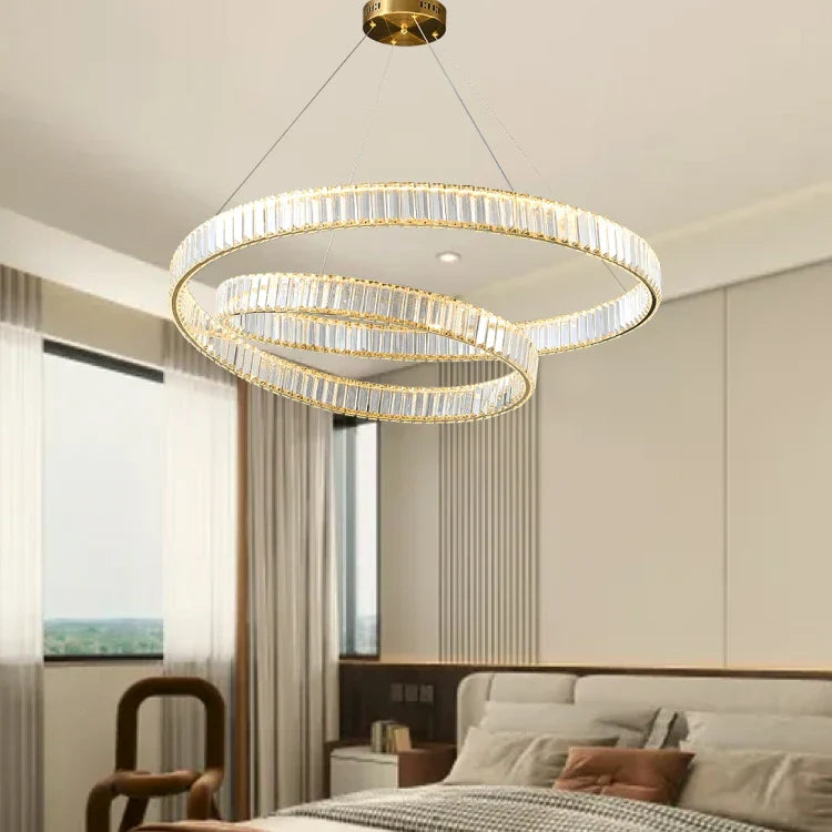 Afralia™ Crystal LED Pendant Light Chandelier for Bedroom Living Room - Adjustable Ceiling Lamp