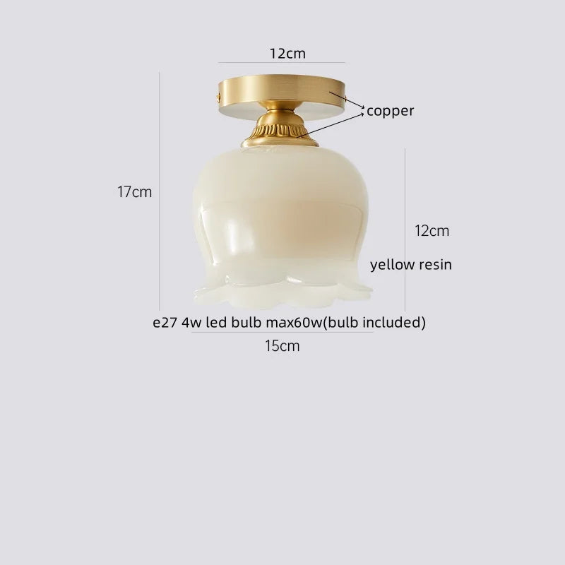 Afralia™ Glass LED Ceiling Lamp Copper Walnut Modern Living Room Lighting Fixtures