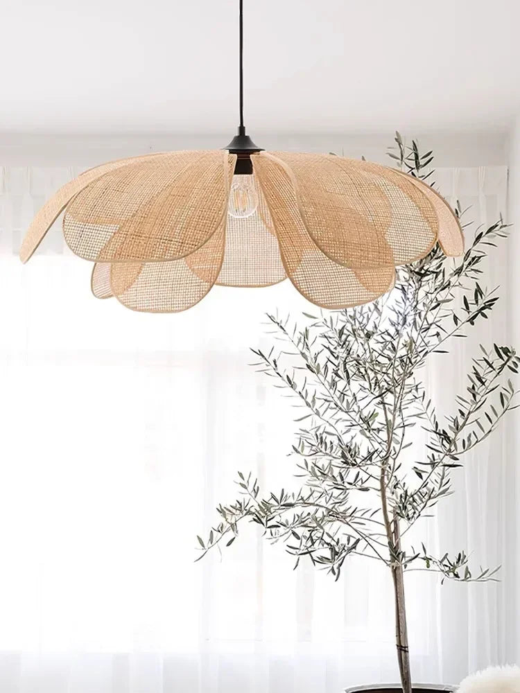 Afralia™ Rattan Chandelier Handmade Wabi Sabi Pendant Lights Fixtures Loft Living Room Decor