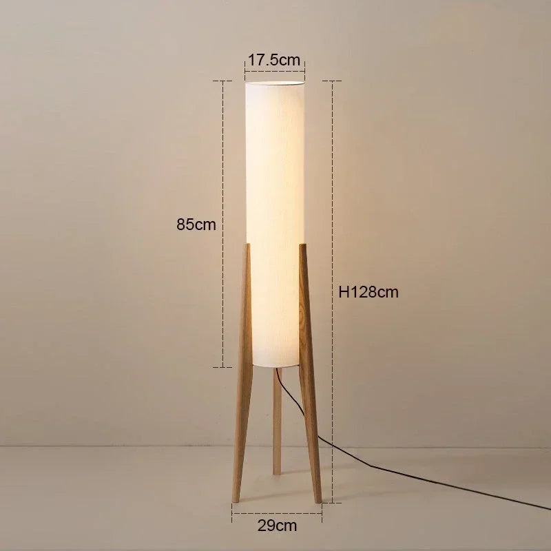 Afralia™ Solid Wood Floor Lamp with Fabric Shade