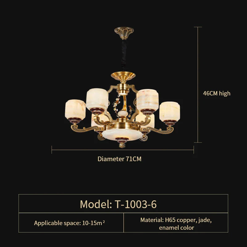 Afralia™ Zinc Alloy Chandelier with Jade Crystal Accent for Duplex Building Living Room