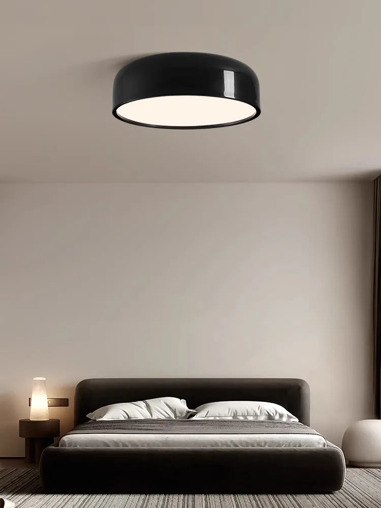 Afralia™ Italian Minimalist Round LED Ceiling Lamp Black White Bedroom Light